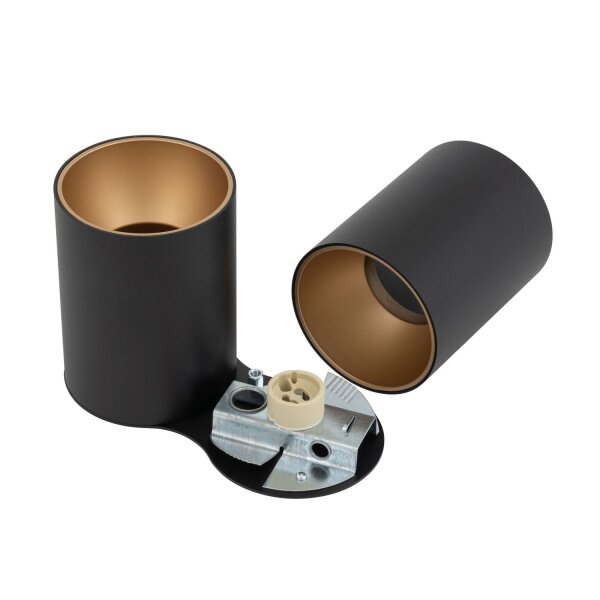 Elegante Deckenlampe in Schwarz Gold 2x GU10 klein