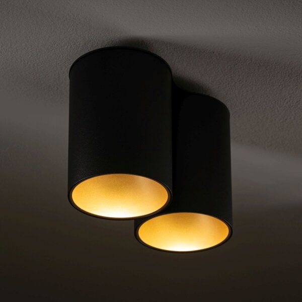 Elegante Deckenlampe in Schwarz Gold 2x GU10 klein