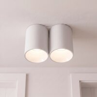 Weißer Aufbauspot 2x GU10 H:13cm klein kompakt