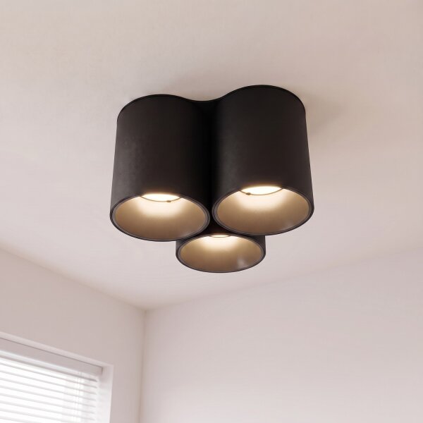 Aufbauspot Lampe Schwarz 3-flammig GU10 Modern