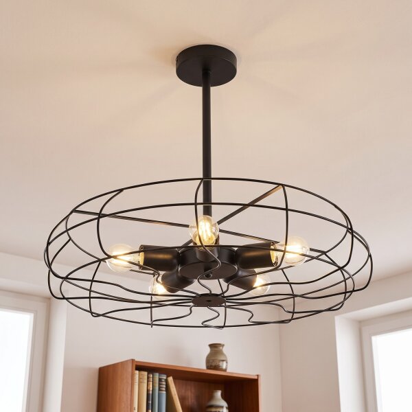 Deckenlampe Metall Schwarz Ø 56 cm 5x E27 Retro