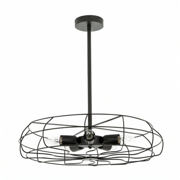 Deckenlampe Metall Schwarz Ø 56 cm 5x E27 Retro