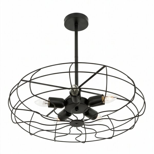 Deckenlampe Metall Schwarz Ø 56 cm 5x E27 Retro