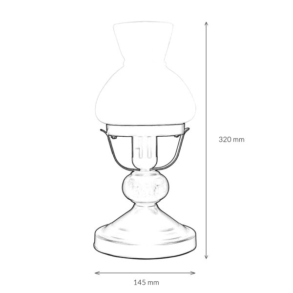 Tischlampe Echt-Holz Glas Landhausstil rustikal