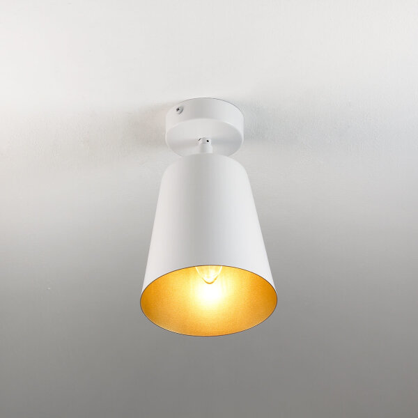 Deckenlampe Weiß Gold Metall Retro flexibel E27