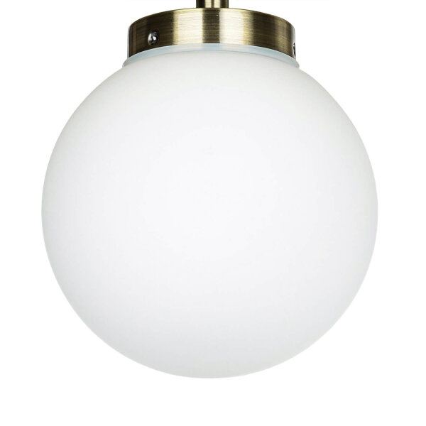 Badezimmerlampe Decke in Messing Weiß Glas Kugel