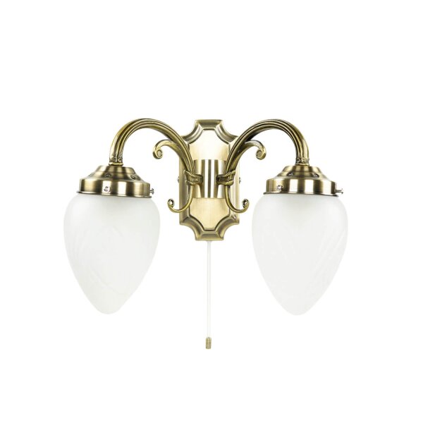 Längliche Wandleuchte mit Glasschirm Bronze farben