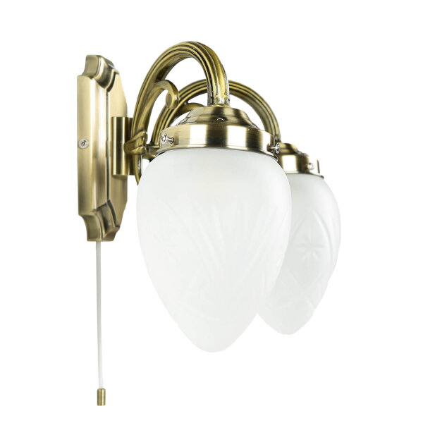 Längliche Wandleuchte mit Glasschirm Bronze farben