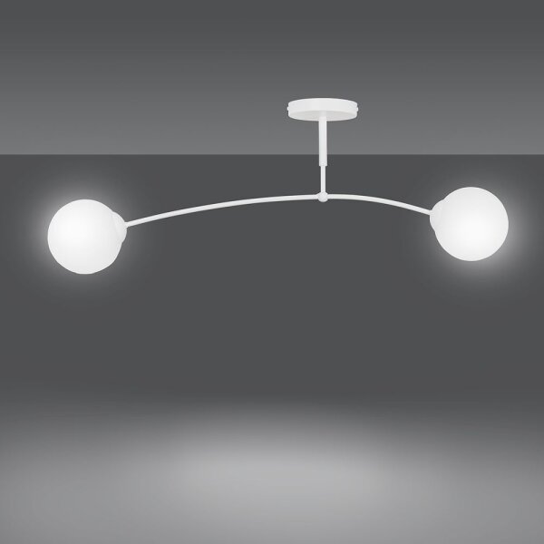 Plafonnier Blanc Moderne Métal Verre Plafonnier