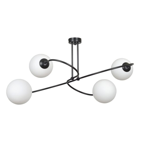 Deckenleuchte Metall Glas Schwarz Weiß Modern 4x E27
