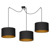 Hängelampe Schwarz Gold verstellbar 3 flammig Stoff E27