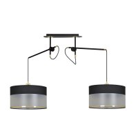 Lampe à suspendre tissu métal noir argent...