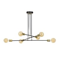 Lampe &agrave; suspendre ajustable Noir R&eacute;tro 6x...