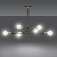 Hängelampe verstellbar Schwarz Retro 6x E27 Metall