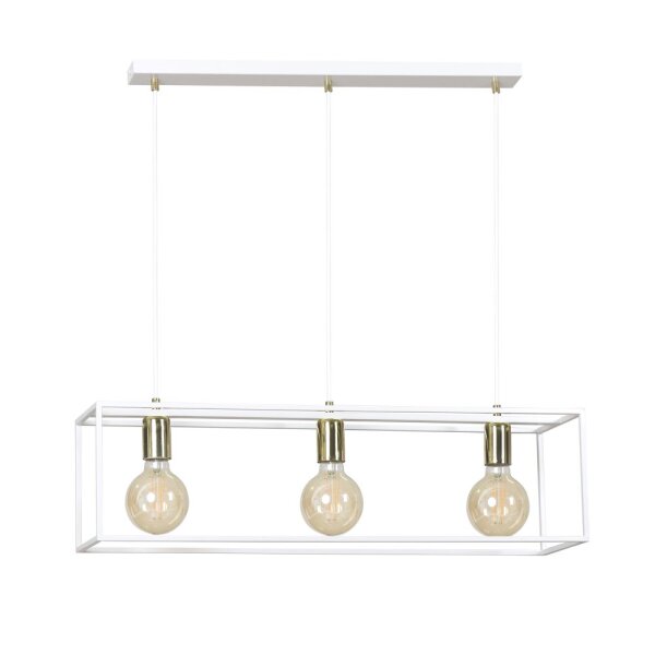 Lampe à suspendre carrée rétro blanc réglable 3x E27 métal