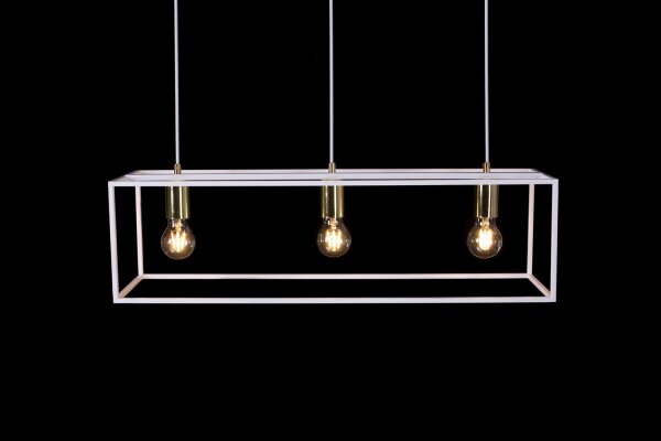 Lampe à suspendre carrée rétro blanc réglable 3x E27 métal