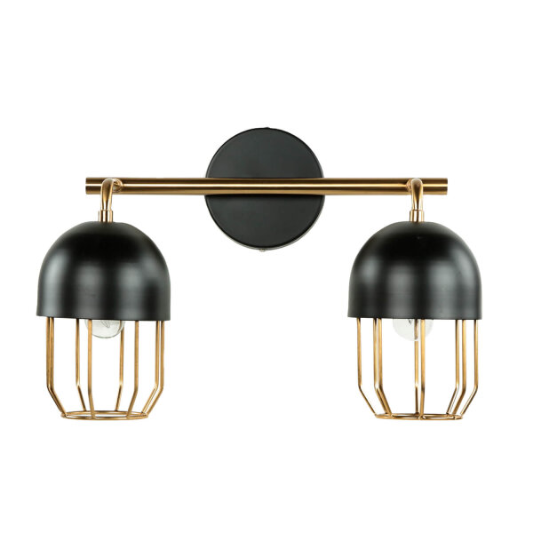 Wandleuchte Metall Schwarz Gold Loft Design 2x E14 QUINN