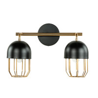Wandleuchte Metall Schwarz Gold Loft Design 2x E14 QUINN