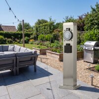 Energiesäule mit Timer 2-fach Garten Terrasse