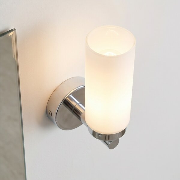 Lampe de salle de bain murale miroir verre métal en chrome blanc élégant