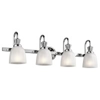 Große Badlampe LED in Chrom Weiß IP44 Riffelglas