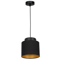 H&auml;ngelampe Stoff Schirm in Schwarz Gold E27