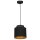 Lampe &agrave; suspendre tissu abat-jour noir or E27