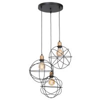 Lampe &agrave; suspendre m&eacute;tal noir laiton 3...