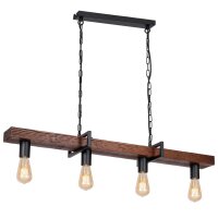 Lampe à suspendre bois métal noir brun pour...