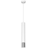 Hängelampe Weiß Chrom schmal 8 cm GU10 Metall