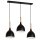 Lampe &agrave; suspendre noir m&eacute;tal bois 3 flammes E27