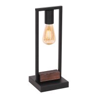 Lampe de table noir marron 42 cm m&eacute;tal bois pour E27