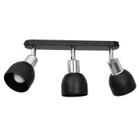 Plafonnier noir chrome allongé métal...