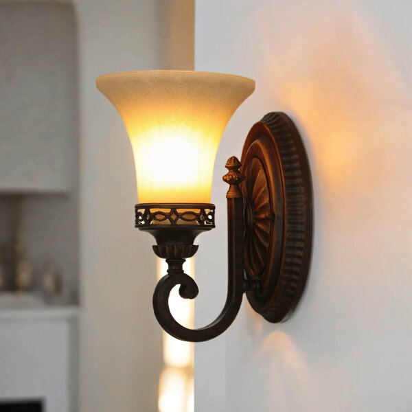 Wandlampe ANABELL 1 in Braun B:16cm Landhaus Lampe