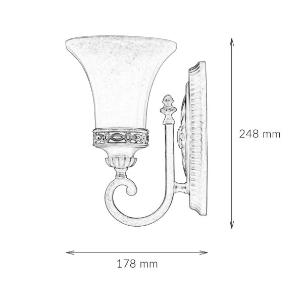 Wandlampe ANABELL 1 in Braun B:16cm Landhaus Lampe