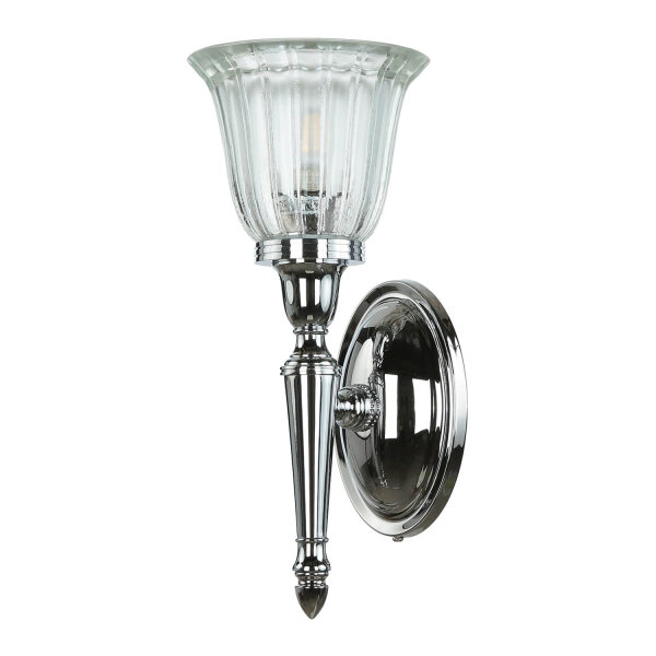 Designer Badleuchte LED aus Messing Glas IP44 in Chrom