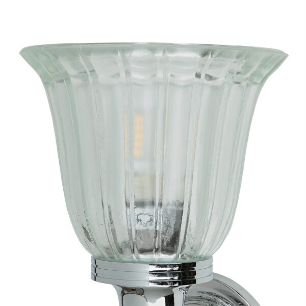Designer Badleuchte LED aus Messing Glas IP44 in Chrom