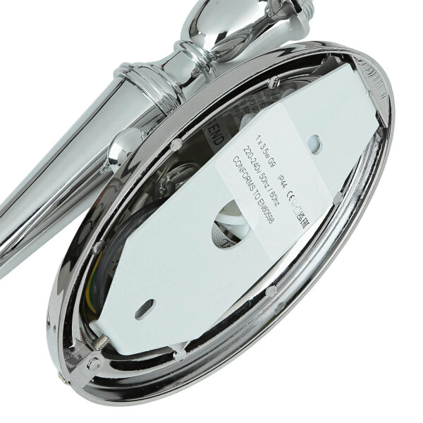 Designer Badleuchte LED aus Messing Glas IP44 in Chrom