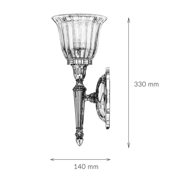 Designer Badleuchte LED aus Messing Glas IP44 in Chrom