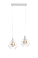 Pendelleuchte Weiß Metall 2-flammig L:50cm Retro