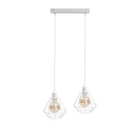 Suspension Blanc Métal 2 flammes L:50cm Rétro