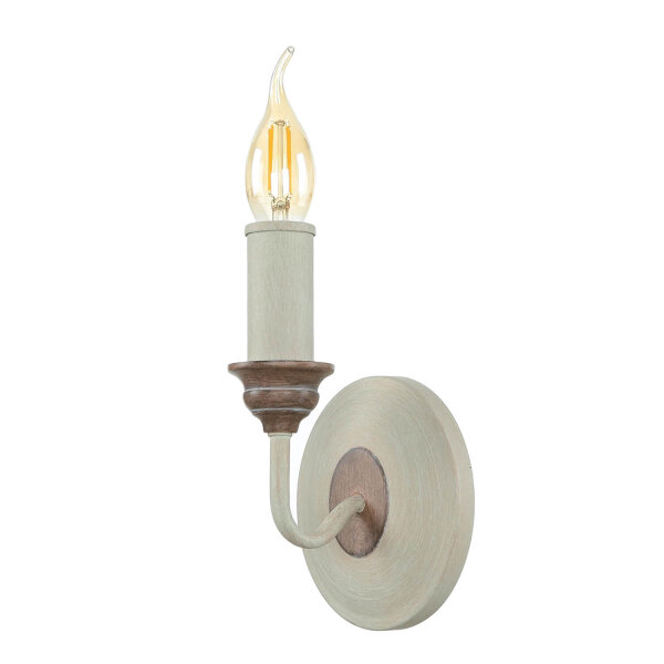 Wandlampe CANDELA 8 Holz Shabby Weiß Kerze Lampe