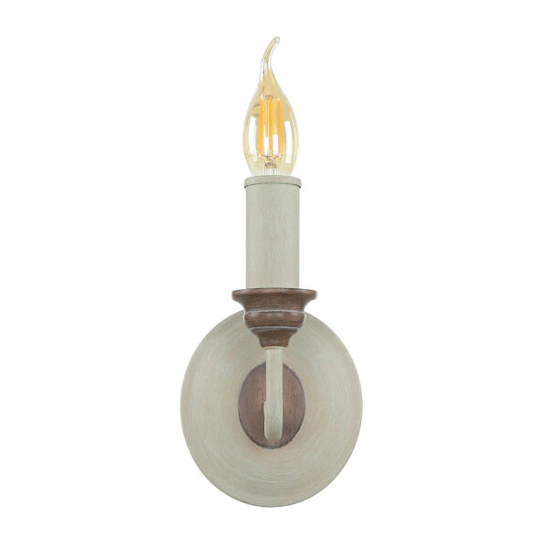 Wandlampe CANDELA 8 Holz Shabby Weiß Kerze Lampe