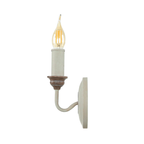 Wandlampe CANDELA 8 Holz Shabby Weiß Kerze Lampe