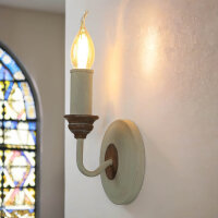 Wandlampe CANDELA 8 Holz Shabby Weiß Kerze Lampe
