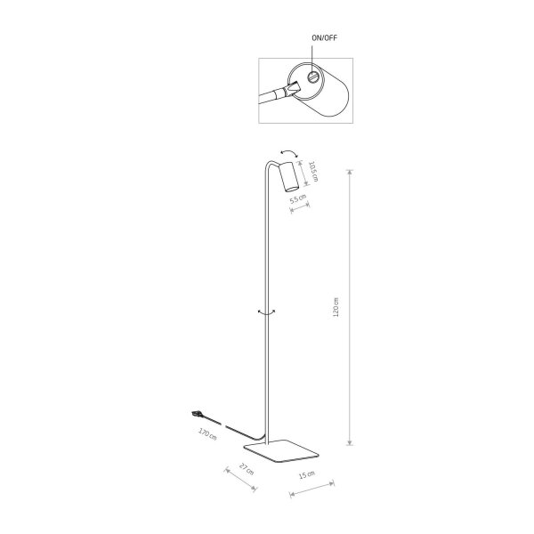 Lampadaire réglable salon blanc métal 212 cm