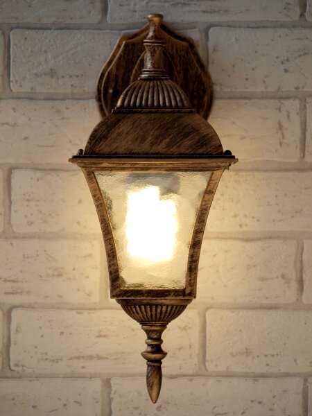 Außen Hof Wandleuchte Gold Antik 36cm hoch TOSCANA