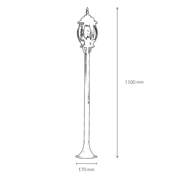 Wegeleuchte Garten E27 111 cm in Schwarz Kupfer Rustikal