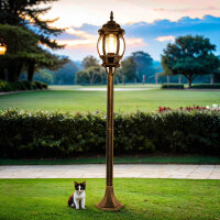 Lampe dallée jardin E27 111 cm en or antique rustique