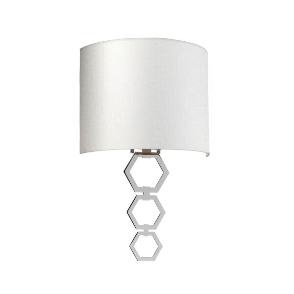 Wandleuchte Stoff Metall in Creme Chrom Modern TADES